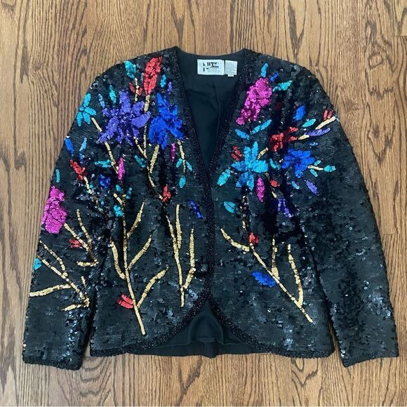 Vintage 1990’s all over sequin trophy jacket fitted waist size S - Picture 1 of 6